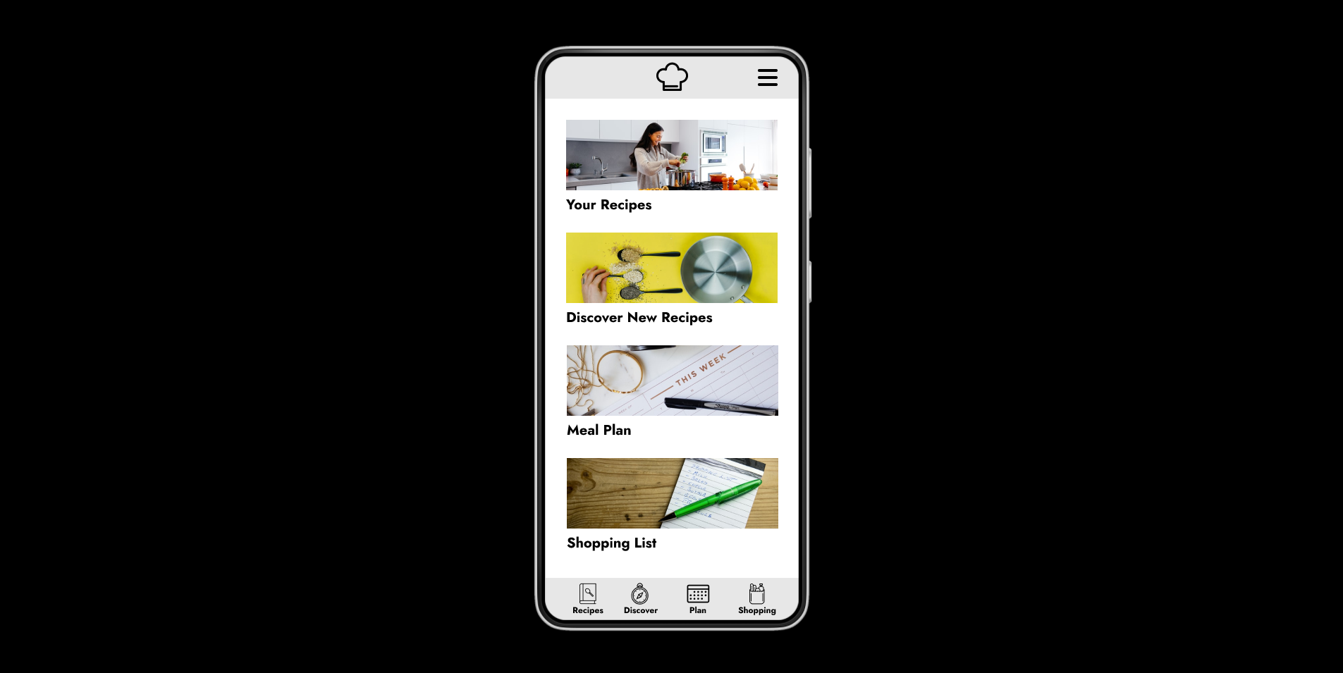 Sous Chef Cooking App Home Screen